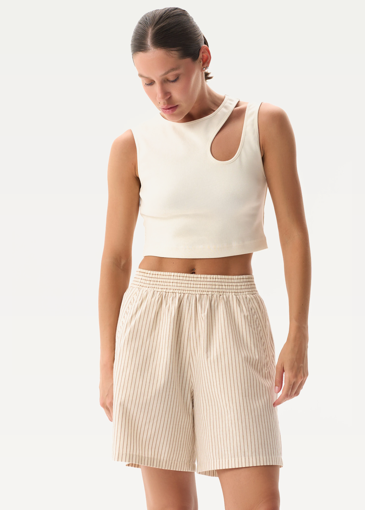 Шорти FRND FOR FRIENDS Fancy Shorts Strip жіночі бежевого кольору